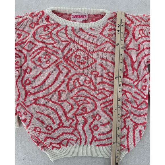 Snapdragon for Revolve Ivory Pink Faces Sweater Pullover Knit XS S White Smiley - Picture 6 of 7